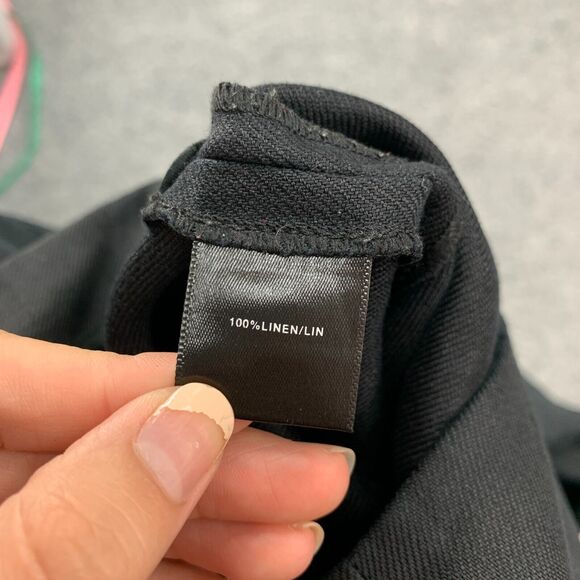 Lafayette 148 Gaucho Linen Pants Womens 8 Solid Black Wide Leg Side Zip Cropped - Picture 10 of 12